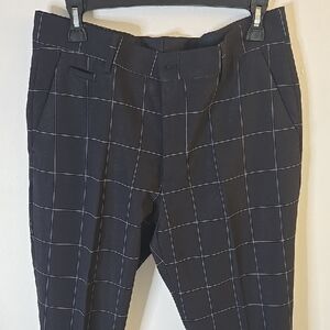 Zara Men's Navy Windowpane Dress Pants